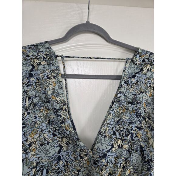 Maje Rachelli Blue Floral Chiffon Ruffled Elegant Midi Dress, Size Small (36) - Picture 3 of 15